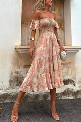 Vee™ | Abito Midi Smockato con spalle scoperte
