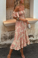 Vee™ | Abito Midi Smockato con spalle scoperte