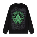 Felpa CHRM HRTS verde neon con croci nere CH009