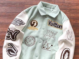 Giacca LV in pelle e lana Varsity