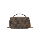 BORSA BAGUETTE CATENA MIDI IN TESSUTO JACQUARD FF MARRONE