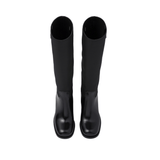 STIVALE ALTO IN PELLE SPAZZOLATA E NYLON NERO
