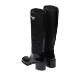 STIVALE ALTO IN PELLE SPAZZOLATA E NYLON NERO