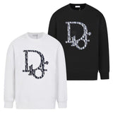 Felpa con cappuccio CD nera con logo oversize e girocollo DO054