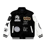 Giacca LV nera con toppe bianche