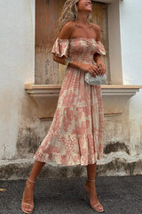 Vee™ | Abito Midi Smockato con spalle scoperte