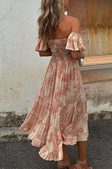 Vee™ | Abito Midi Smockato con spalle scoperte