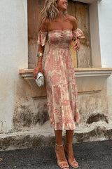 Vee™ | Abito Midi Smockato con spalle scoperte