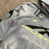 Felpa con cappuccio HLSTR Logo Flame Grey/Green
