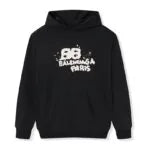 Felpa con cappuccio BLNCG Paris Graffiti Logo nera BL003
