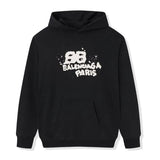 Felpa con cappuccio BLNCG Paris Graffiti Logo nera BL003