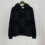 Felpa con cappuccio GG nera Monogramma nero