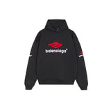 Felpa con cappuccio BLNCG nera e rossa con logo BL065