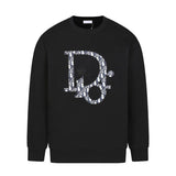 Felpa con cappuccio CD nera con logo oversize e girocollo DO054