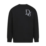 Felpa con cappuccio CD nera con logo oversize e girocollo DO054