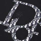 Felpa con cappuccio CD nera con logo oversize e girocollo DO054