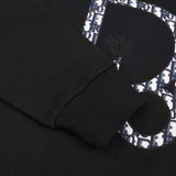 Felpa con cappuccio CD nera con logo oversize e girocollo DO054