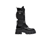 STIVALI ALTI MONOLITO IN PELLE NERA CON MARSUPIO