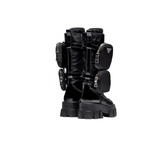 STIVALI ALTI MONOLITO IN PELLE NERA CON MARSUPIO