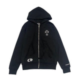 Felpa con cappuccio e cerniera incrociata CHRM HRTS nera CH064